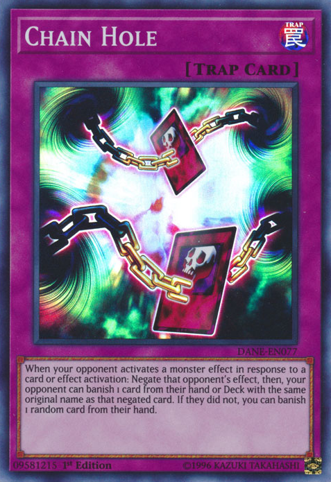 A Super Rare "Chain Hole" card from the Yugioh Set: Dark Neostorm (DANE).