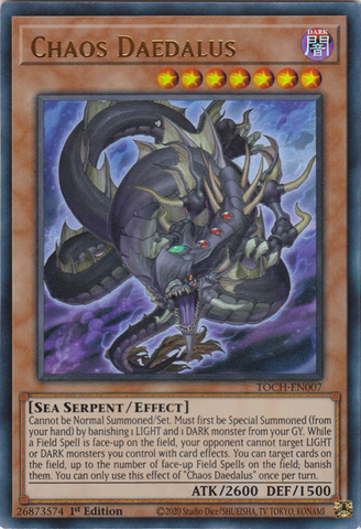 An Ultra Rare "Chaos Daedalus" card from the Yugioh Set: Toon Chaos.