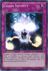 A Super Rare "Chaos Infinity" card from the Yugioh Set: Legendary Collection: 5D's (LC5D).