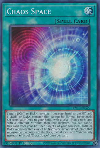 A Super Rare "Chaos Space" card from the Yugioh Set: Rarity Collection 1 
