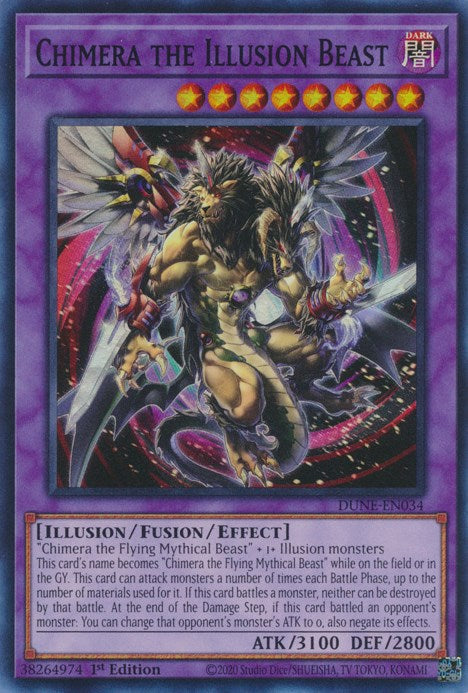  A Super Rare "Chimera the Illusion Beast" card from the Yugioh Set: Duelist Nexus (DUNE).