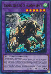 An Ultra Rare "Chimera the King of Phantom Beasts" card from the Yugioh Set: Duelist Nexus (DUNE).
