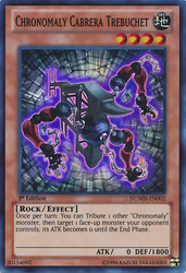 A Super Rare "Chronomaly Cabrera Trebuchet" card from the Yugioh Set: Number Hunters.