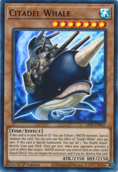 An Ultra Rare Blue "Citadel Whale" card from the Yugioh Set: Legendary Duelists: Season 1 (LDS1).