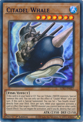 An Ultra Rare Purple "Citadel Whale" card from the Yugioh Set: Legendary Duelists: Season 1 (LDS1).