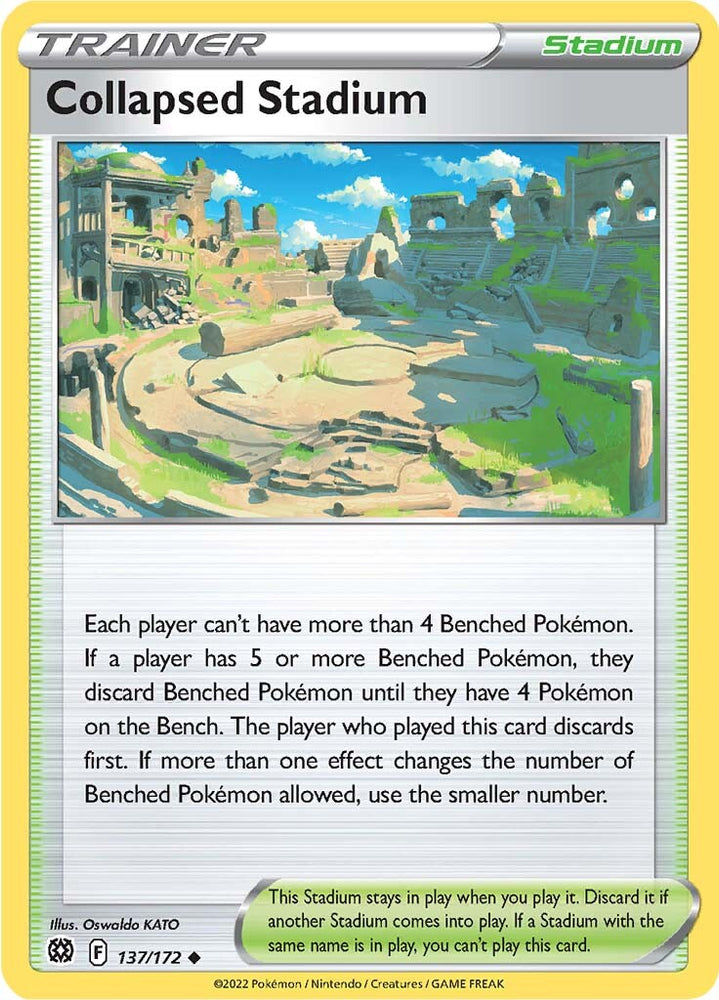 An Uncommon "Collapsed Stadium" card from the Pokemon Set: Brilliant Stars.