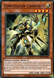 A Super Rare "Constellar Caduceus" card from the Yugioh Set: Blazing Vortex.