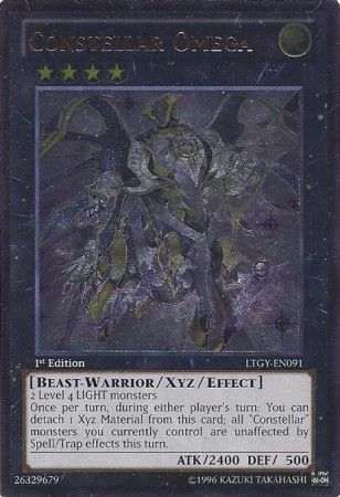 An Ultimate Rare "Constellar Omega" card from the Yugioh Set: Lord of the Tachyon Galaxy (LTGY).