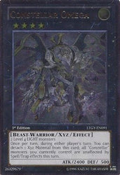 An Ultimate Rare "Constellar Omega" card from the Yugioh Set: Lord of the Tachyon Galaxy (LTGY).