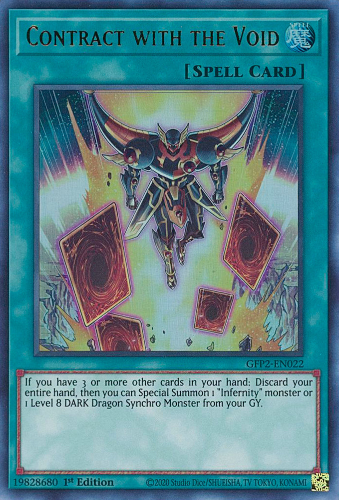 An Ultra Rare "Contract With The Void" card from the Yugioh Set: Ghosts From the Past: The 2nd Haunting (GFP2).