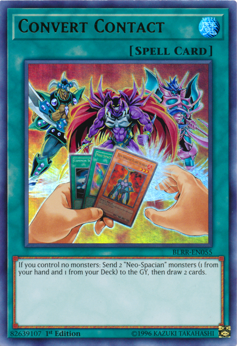An Ultra Rare "Convert Contact" card from the Yugioh Set: Battles of Legend: Relentless Revenge (BLRR).