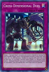 A Super Rare "Cross-Dimensional Duel" card from the Yugioh Set: Legendary Duelists: Ancient Millennium.