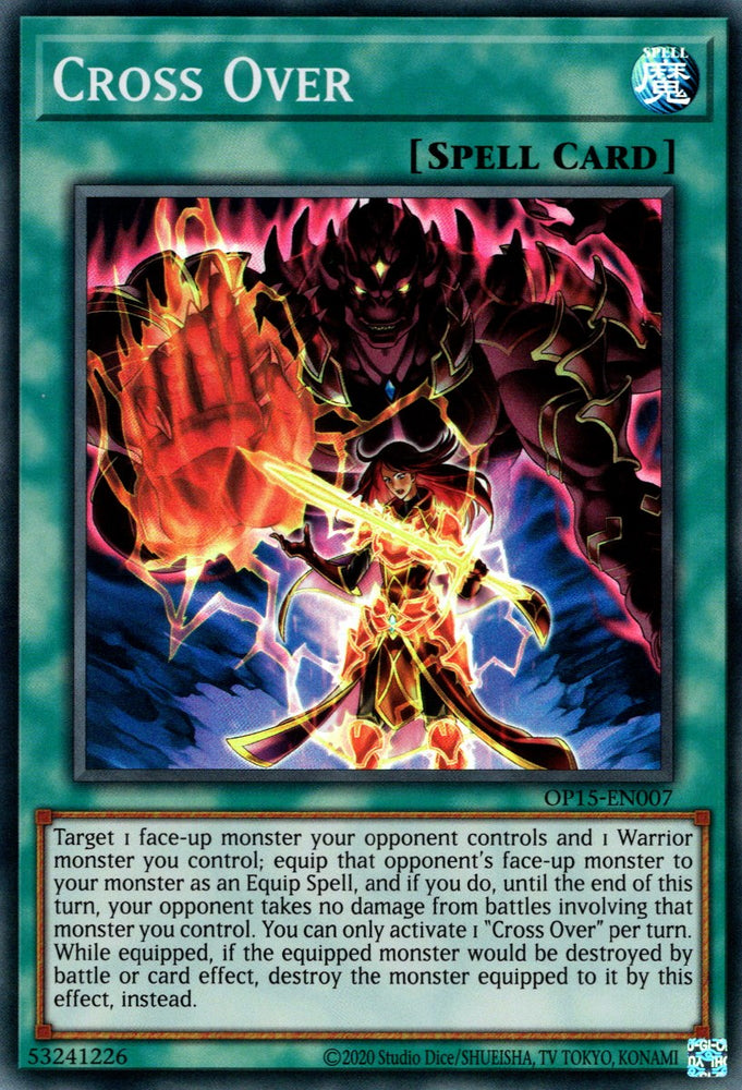 A Super Rare "Cross Over" card from the Yugioh OTS Tournament Pack 15 Set.