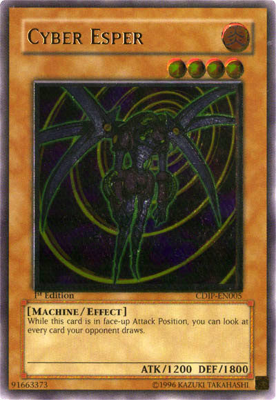 An Ultimate Rare "Cyber Esper" card from the Yugioh Set: Cyberdark Impact (CDIP).