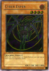An Ultimate Rare "Cyber Esper" card from the Yugioh Set: Cyberdark Impact (CDIP).