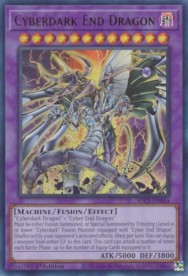  An Ultra Rare "Cyberdark End Dragon" card from the Yugioh Structure Deck: Cyber Strike.