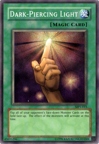 A Super Rare "Dark-Piercing Light" card from the Yugioh Mcdonalds Promotional Pack.