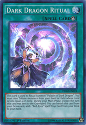 A Super Rare "Dark Dragon Ritual" card from the Yugioh Set: Dragons of Legend 2 (DRL2).