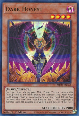 An Ultra Rare "Dark Honest" card from the Yugioh 2022 Tin of the Pharaoh's Gods Set (MP22).