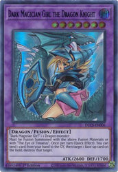 An Ultra Rare Alternate Art "Dark Magician Girl the Dragon Knight" card from the Yugioh Set: Dragons of Legend: The Complete Series (DLCS).