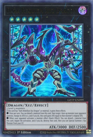 An Ultra Rare "Dark Requiem Xyz Dragon" card from the Yugioh Set: Ghosts From the Past (GFTP).