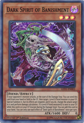 A Super Rare "Dark Spirit of Banishment" card from the Yugioh Set: Legendary Duelist: Immortal Destiny (LED5).