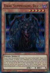 An Ultra Rare "Dark Summoning Beast" card from the Yugioh Set: Duelist Saga (DUSA).