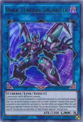An Ultra Rare "Dark Templar @Ignister" card from the Yugioh Set: Ignition Assault.