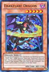 An Ultra Rare "Darkflare Dragon" card from the Yugioh Structure Deck: Dragons Collide.