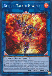 A Platinum Secret Rare "Decode Talker Heatsoul" card from the Yugioh Set: Rarity Collection 1 (RA01).