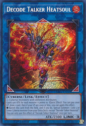 A Secret Rare "Decode Talker Heatsoul" card from the Yugioh Set: Rarity Collection 1 (RA01).
