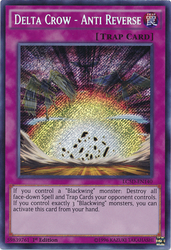 A Secret Rare "Delta Crow - Anti Reverse" card from the Yugioh Set: Legendary Collection 5D's (LC5D).