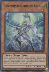 A Super Rare "Dimensional Allotrope Varis" card from the Yugioh Set: Photon Hypernova.