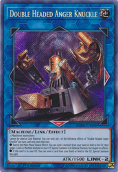 A Secret Rare "Double Headed Anger Knuckle" card from the Yugioh Set: Battles of Legend: Hero's Revenge.