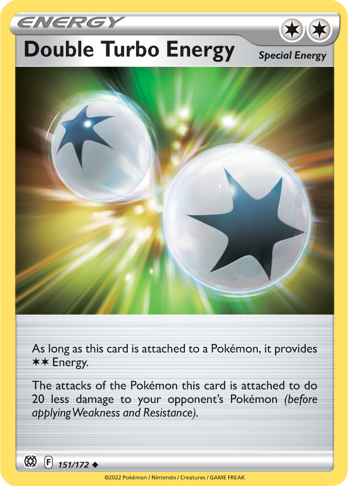 An Uncommon "Double Turbo Energy" (151/172) card from the Pokemon Set: Brilliant Stars.
