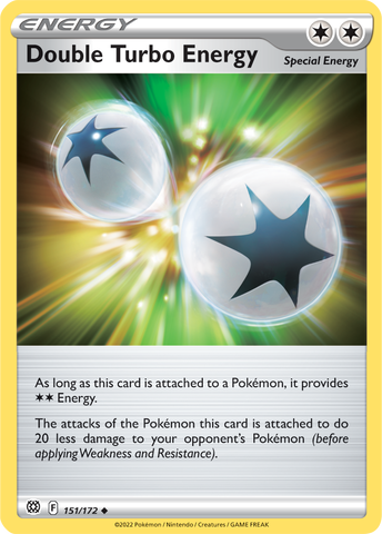 An Uncommon "Double Turbo Energy" (151/172) card from the Pokemon Set: Brilliant Stars.