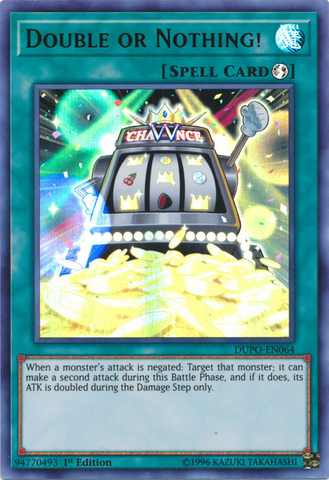  An Ultra Rare "Double or Nothing!" card from the Yugioh Set: Duel Power (DUPO).