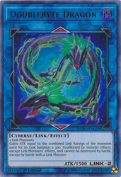 An Ultra Rare "Doublebyte Dragon" card from the Yugioh Set: Duel Power.