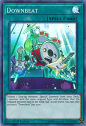A Super Rare "Downbeat" card from the Yugioh Set: Extreme Force (EXFO).