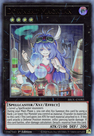  An Ultra Rare "Downerd Magician" card from the Yugioh Set: Brothers of Legend.