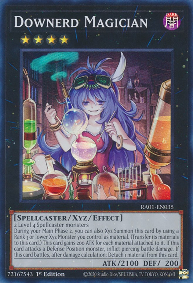 A Super Rare "Downerd Magician" card from the Yugioh Set: Rarity Collection 1 