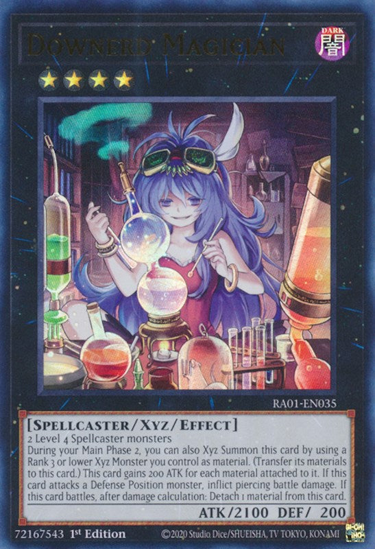 An Ultra Rare "Downerd Magician" card from the Yugioh Set: Rarity Collection 1 
