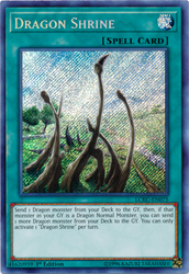 A Secret Rare "Dragon Shrine" card from the Yugioh Set: Legendary Collection: Kaiba.