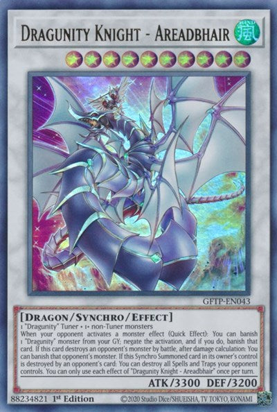 An Ultra Rare "Dragunity Knight - Areadbhair" card from the Yugioh Set: Ghosts From the Past.