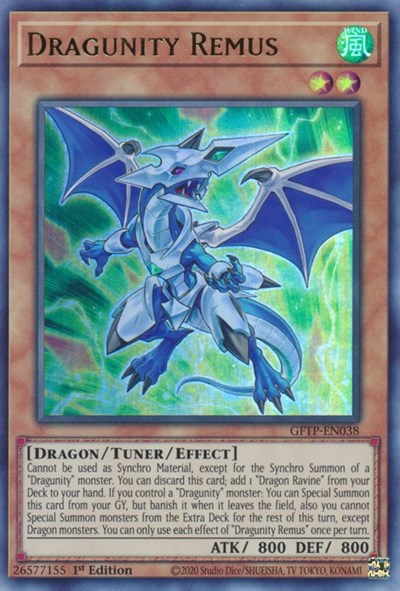 An Ultra Rare "Dragunity Remus" card from the Yugioh Set: Ghosts From the Past (GFTP).
