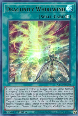 An Ultra Rare "Dragunity Whirlwind" card from the Yugioh Set: Ghosts From the Past.