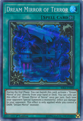A Super Rare "Dream Mirror of Terror" card from the Yugioh Set: Rising Rampage.