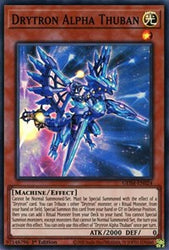 A Super Rare "Drytron Alpha Thuban" card from the Yugioh Set: Genesis Impact.