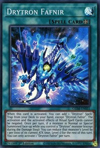 A Super Rare "Drytron Fafnir" card from the Yugioh Set: Genesis Impact.