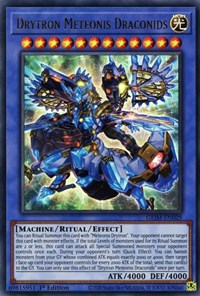 An Ultra Rare "Drytron Meteonis Draconids" card from the Yugioh Set: Genesis Impact.